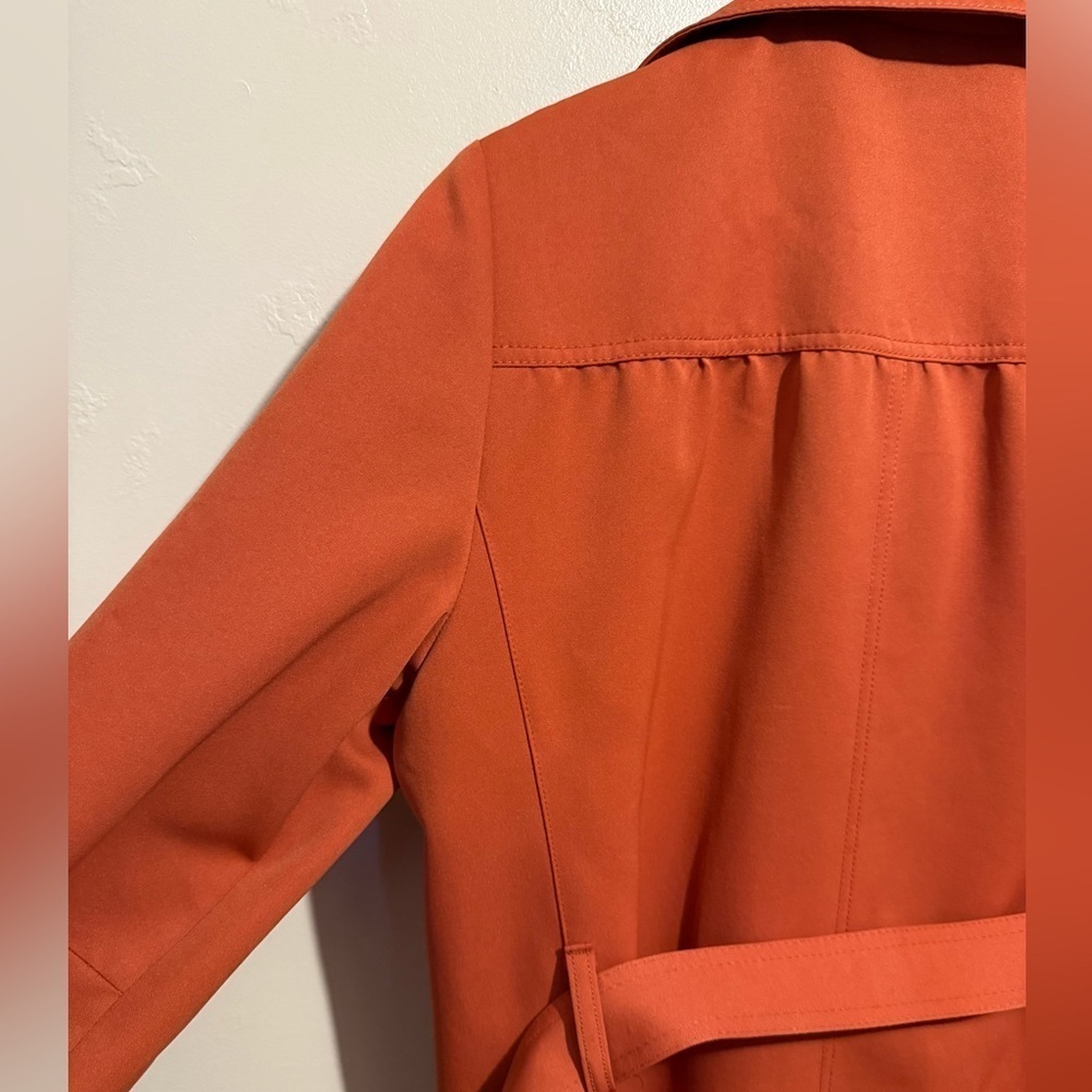 Stunning Vintage Forecaster of Boston Belted Trench Coat Burnt Orange Size 14 - Picture 10 of 16